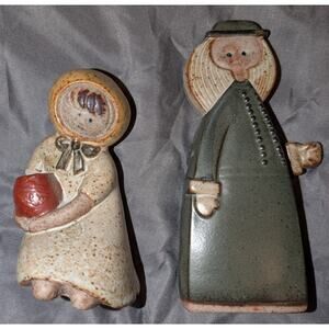 2 Vintage Alfred Knobler Minimalist Pottery Ceramic Candle holders